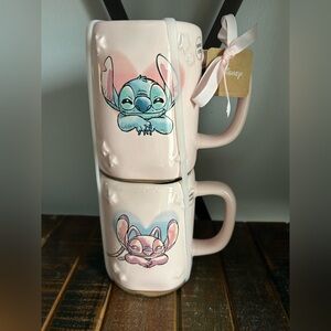 Rae Dunn Disney Stitch & Angel Pink Mug Set COSMIC CUTIES & SPACEY SWEETIES NEW